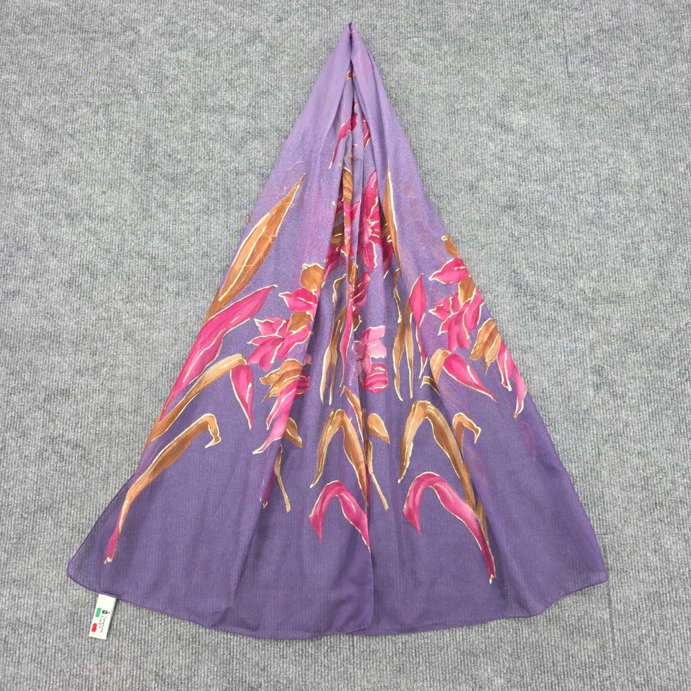 Symphony Scarfs Vintage Purple Floral Botanical Scarf Made in Italy Sheer 31x30